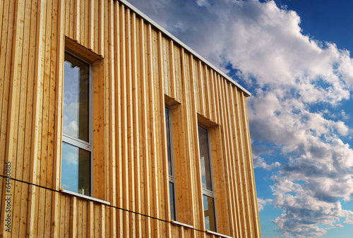 Modern House with wooden Facade photo