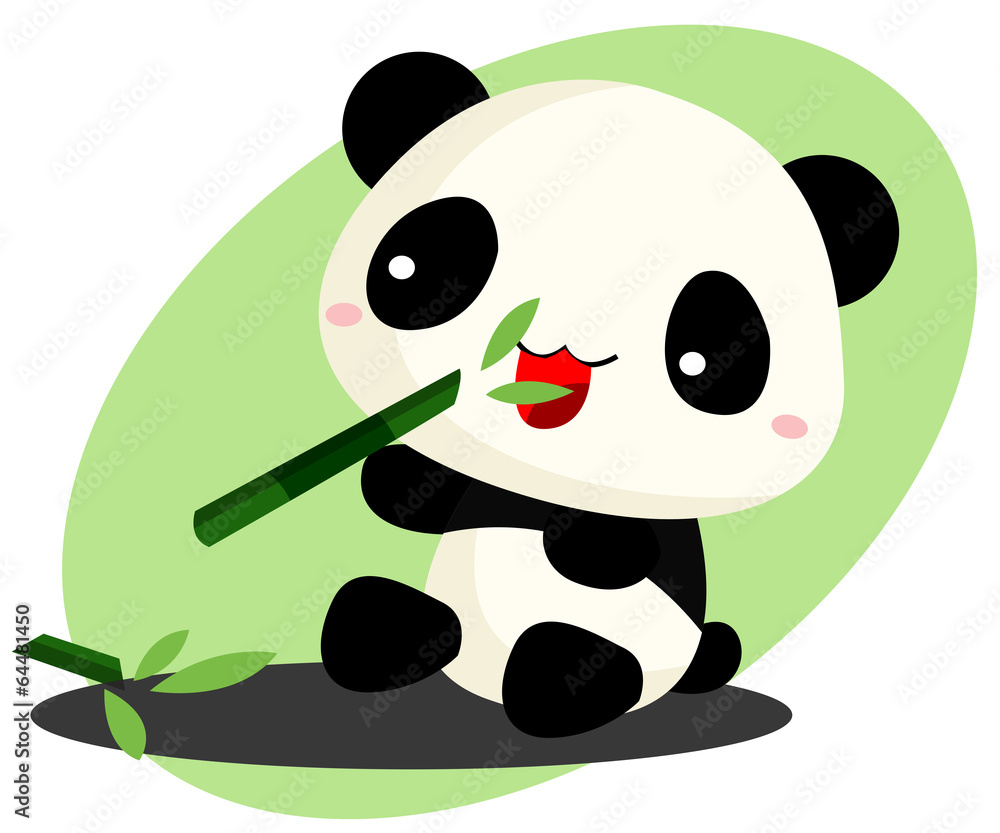 Naklejka premium Panda eating Bamboo