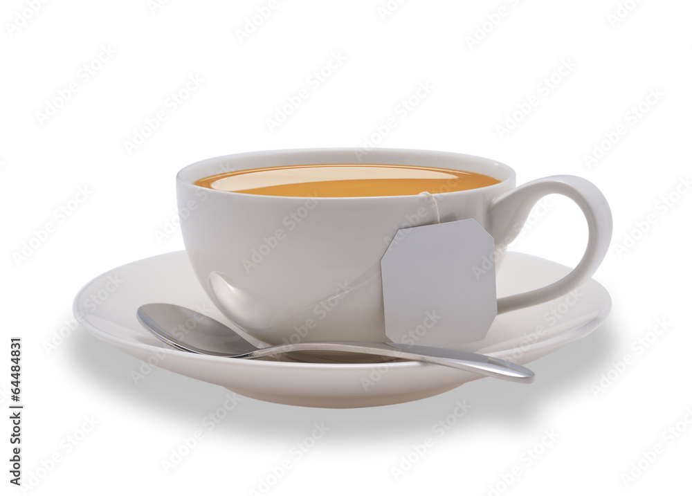 Cup of tea with tea bag isolated on white background Cup of tea with tea bag isolated on white background