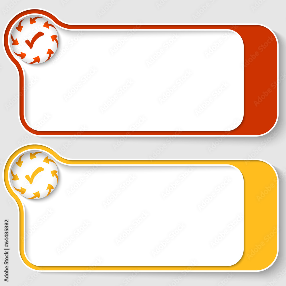 set of two abstract text boxes with arrows and check box set of two abstract text boxes with arrows and check box