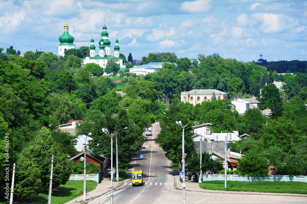 Obraz premium View on Chernigov and Assumption Cathedral, Ukraine