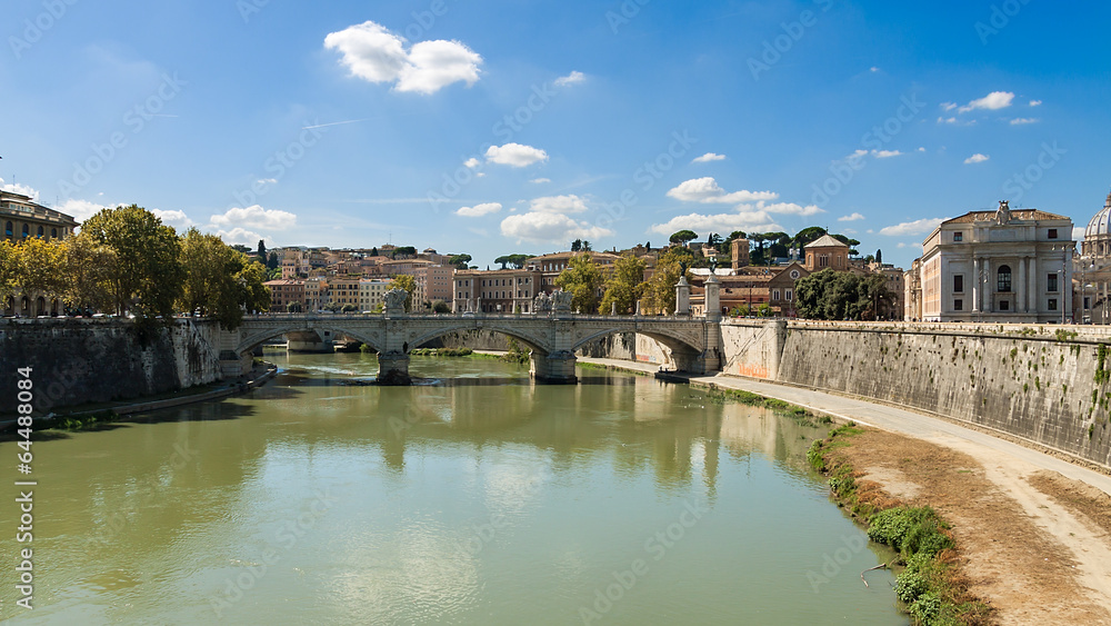 Rome Tiber River waterfront, views of the residential developmen