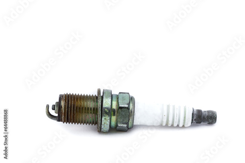 old burned spark plugs isolated on white background