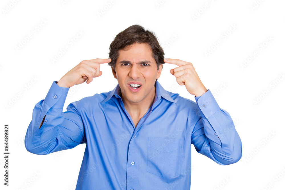 Portrait upset young man asking are you crazy? white background Portrait upset young man asking are you crazy? white background