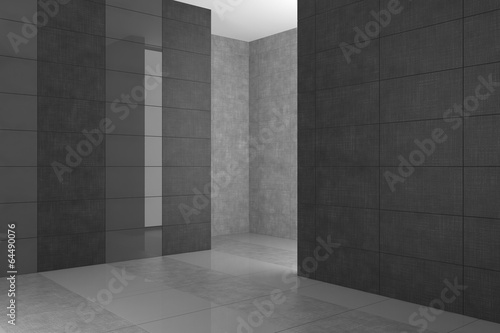 empty modern bathroom with gray tiles