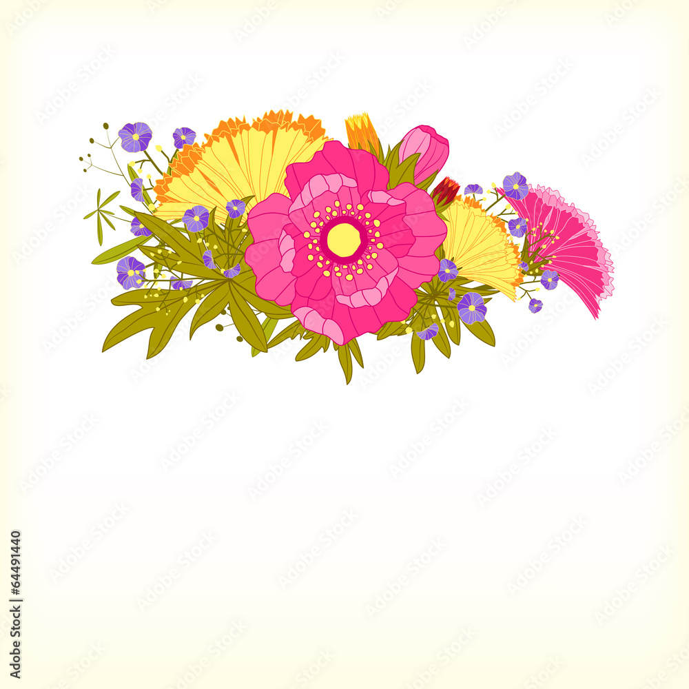 Springtime Colorful Flower Greeting Card - obrazy, fototapety, plakaty 