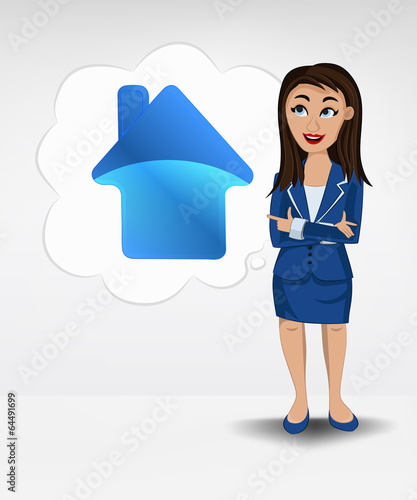 house icon in bubble idea concept of woman in suit vector