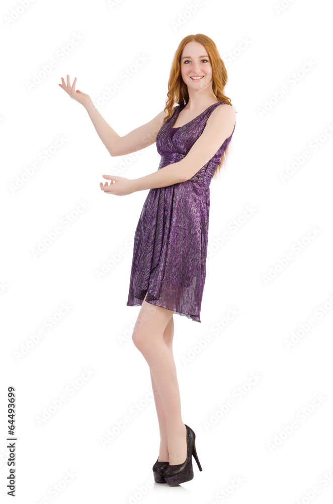 Woman in attractive dress isolated on white Woman in attractive dress isolated on white
