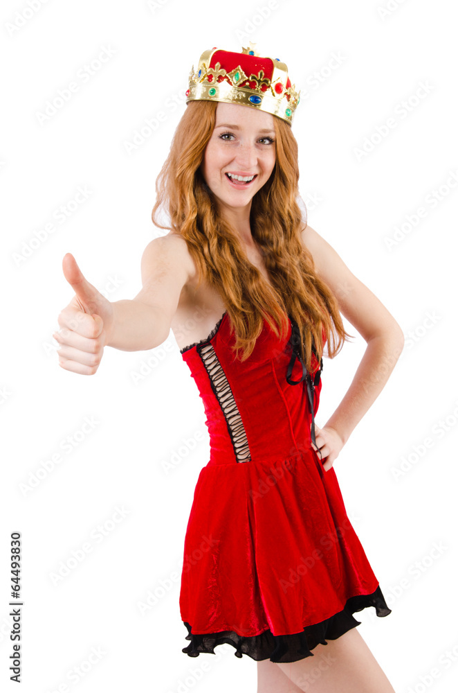 Redhead girl with crown isolated on white Redhead girl with crown isolated on white