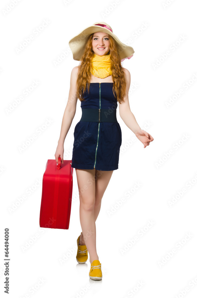Woman ready for summer holiday isolated on white Woman ready for summer holiday isolated on white