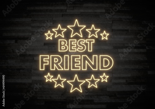 Fotografia 3d graphic of a creative best friend sign on classy stone wall