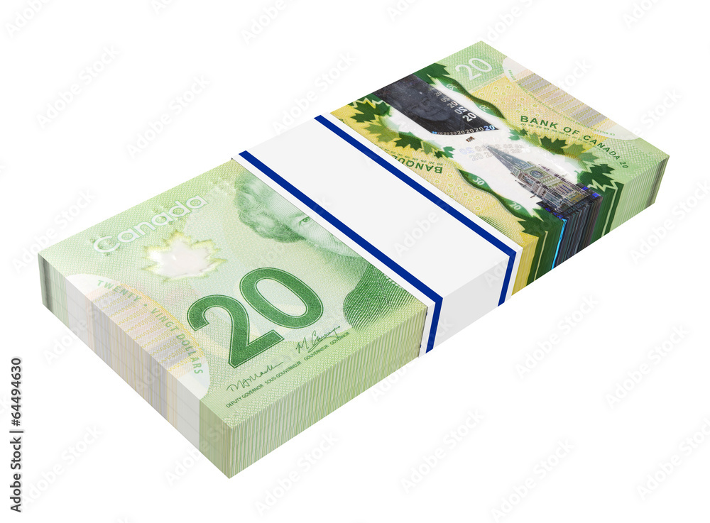 Canadian dollars money isolated on white background. Canadian dollars money isolated on white background.