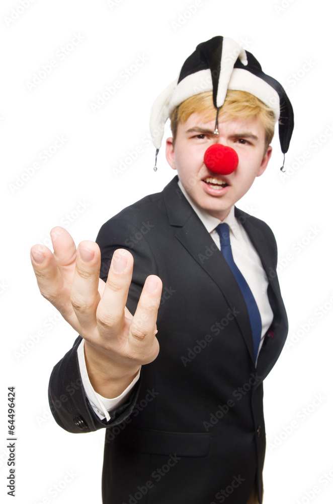 Clown businessman isolated on white Clown businessman isolated on white