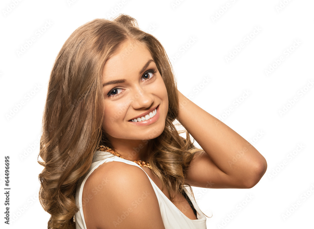 portrait young lovely blonde woman with brown eyes isolated on w portrait young lovely blonde woman with brown eyes isolated on w