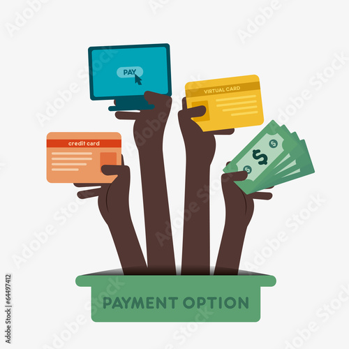 different payment option hold in hand vector