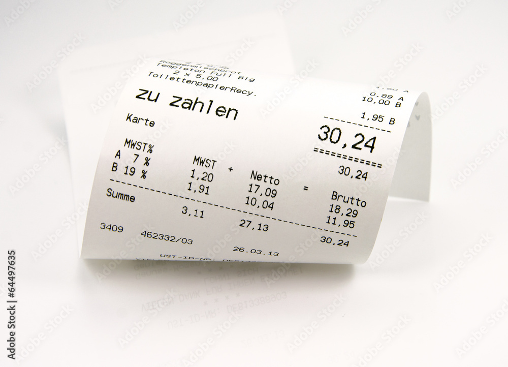 Kassenbon StockFoto Adobe Stock