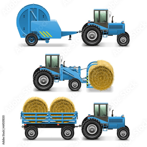 Vector Agricultural Tractor Set 5