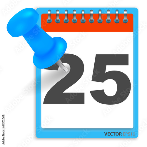 Calendar and pushpin