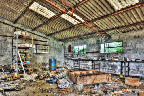 Messy abandoned workshop