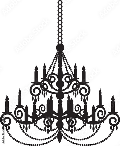 Black silhouette of chandelier