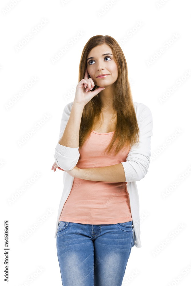 Beautiful blonde woman isolated over a white background Beautiful blonde woman isolated over a white background