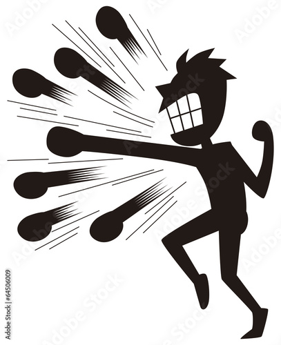 パンチの連射をする男性