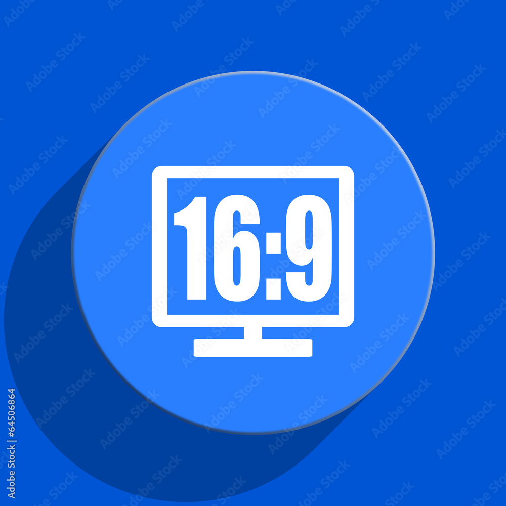 16 9 display blue web flat icon 16 9 display blue web flat icon