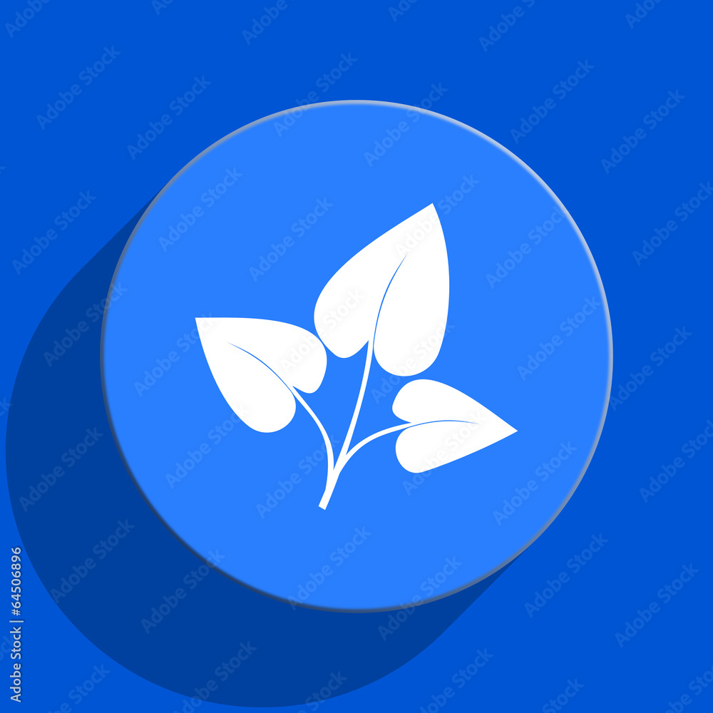 leaf blue web flat icon