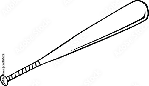 Black and White Baseball Bat. Illustration Isolated on white