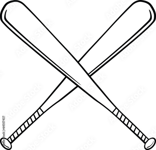Black and White Crossed Baseball Bats