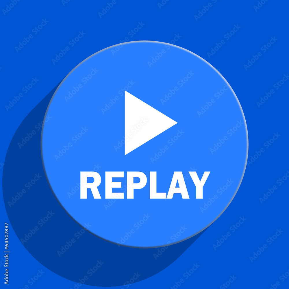 replay blue web flat icon replay blue web flat icon