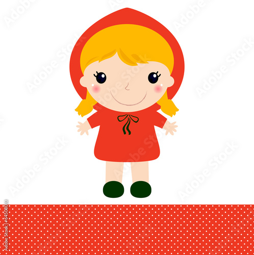 Cute Red riding hood isolated on white