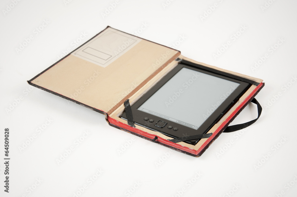 E-book reader in a case made of an old book E-book reader in a case made of an old book