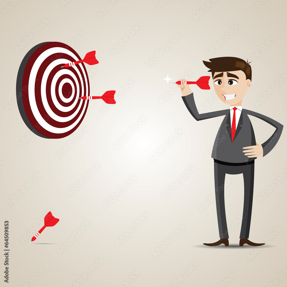 cartoon businessman with dart and target cartoon businessman with dart and target
