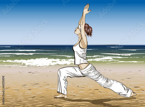 Yoga on a summer beach