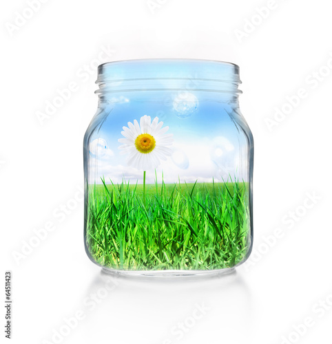 Einmachglas mit Landschaft