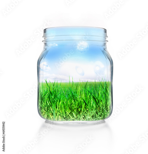 Einmachglas mit Wiese