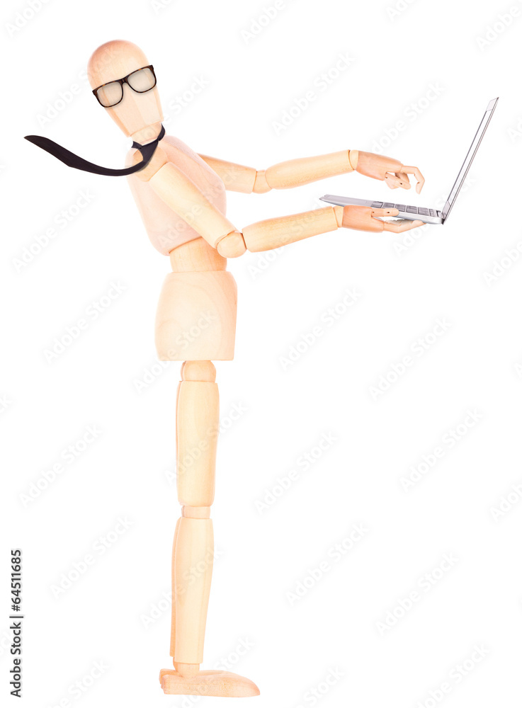 businessman showing laptop