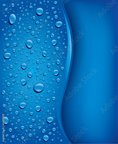 banner with water drops on blue background