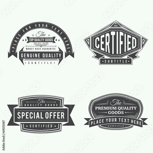 set of retro vintage black labels and banners