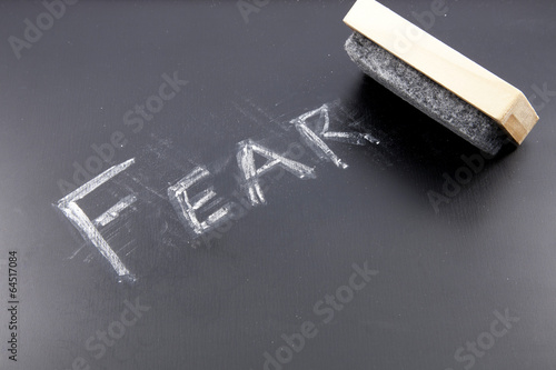 The word FEAR being erased from a chalkboard