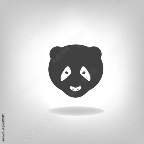 Panda grey label - vector illustration