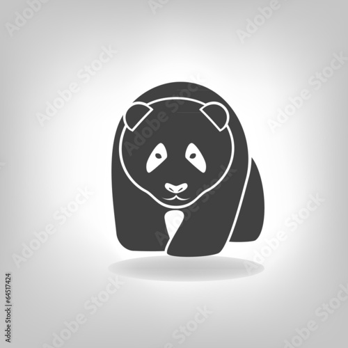 Panda grey label - vector illustration