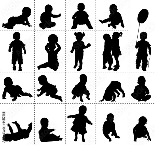 Silhouettes : bébés, enfants petits