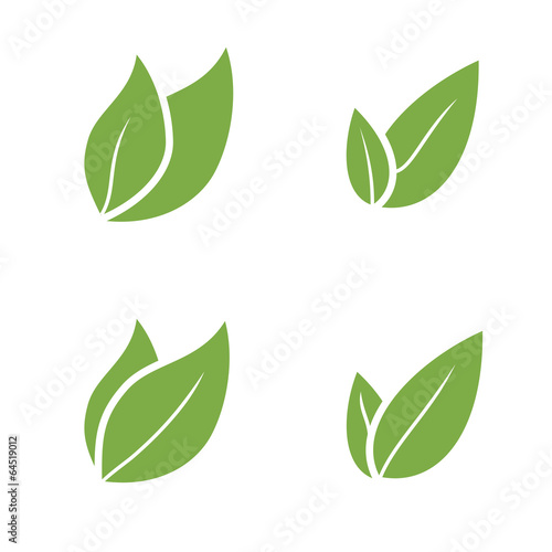 Leaf Pair Icon Vector Illustrations on Both Solid