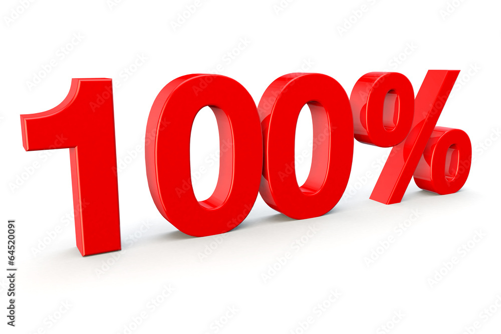 100% number in red on a white background 100% number in red on a white background