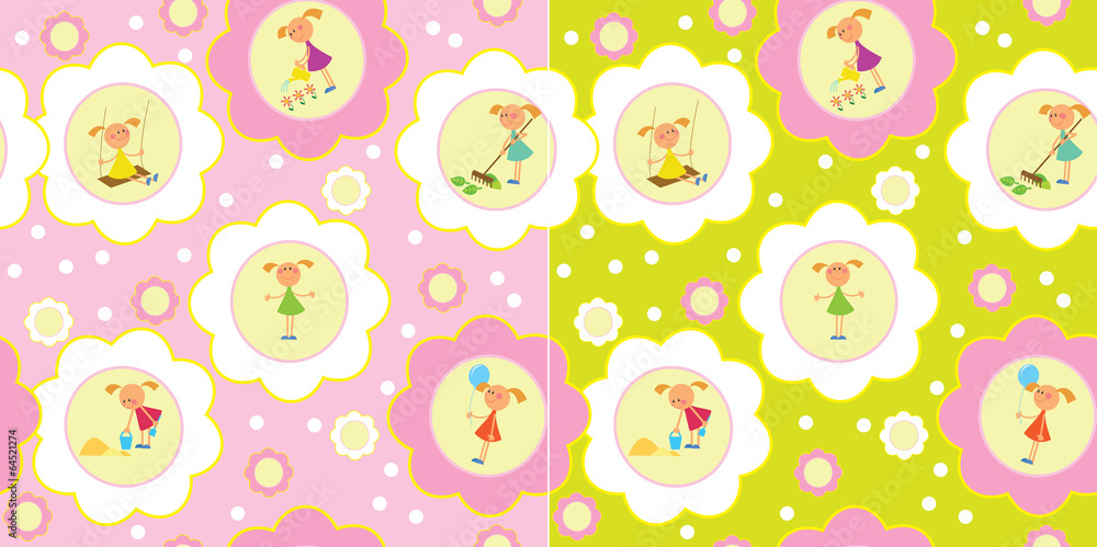 Seamless backgrounds - girls Seamless backgrounds - girls