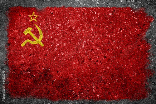 Fotografi Former USSR Flag Painted on Concrete Grunge Wall