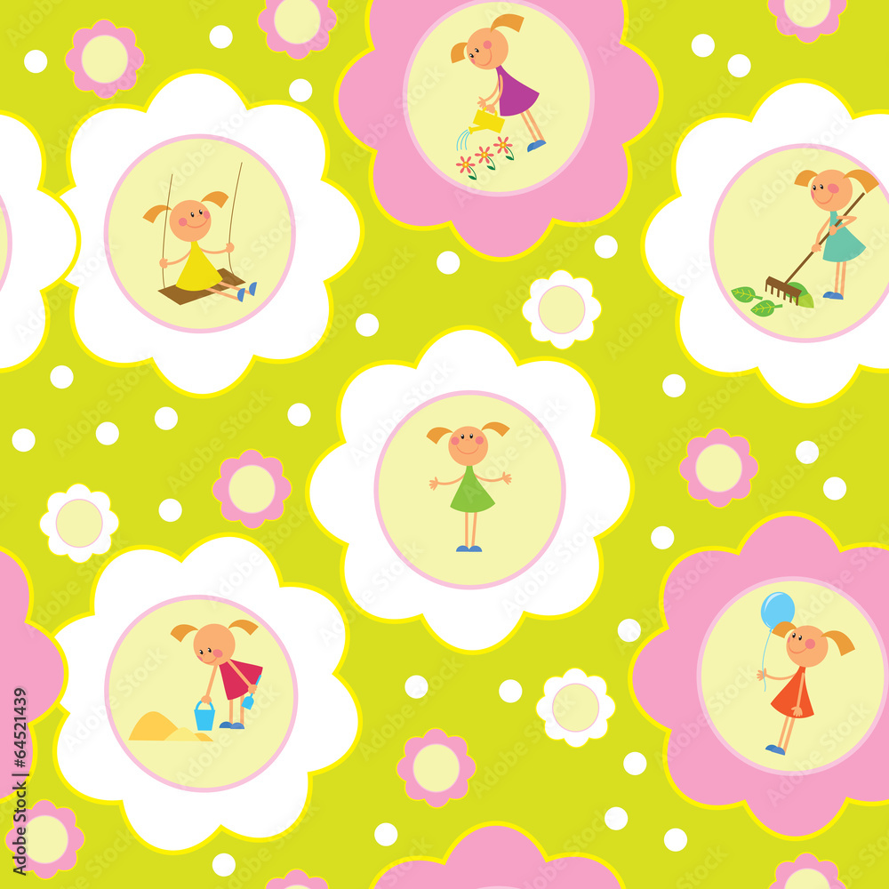 Seamless background set of girls. Seamless background set of girls.