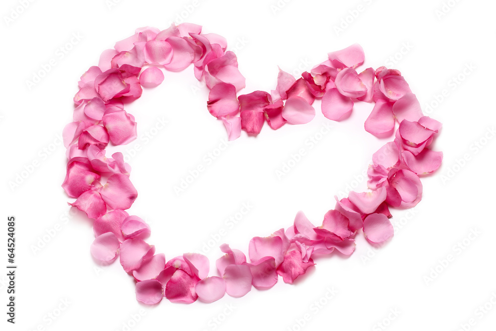 Heart of pink rose petals